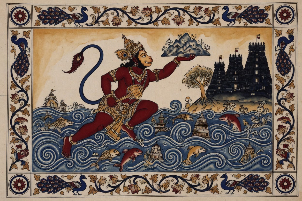सागर लंघन — कलमकारी
